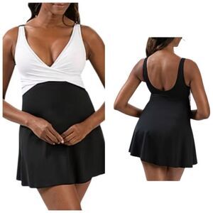 Dolfin Aquashape Women's V-Neck Wrap Swim Dress Womens Swim Dress-Size 18